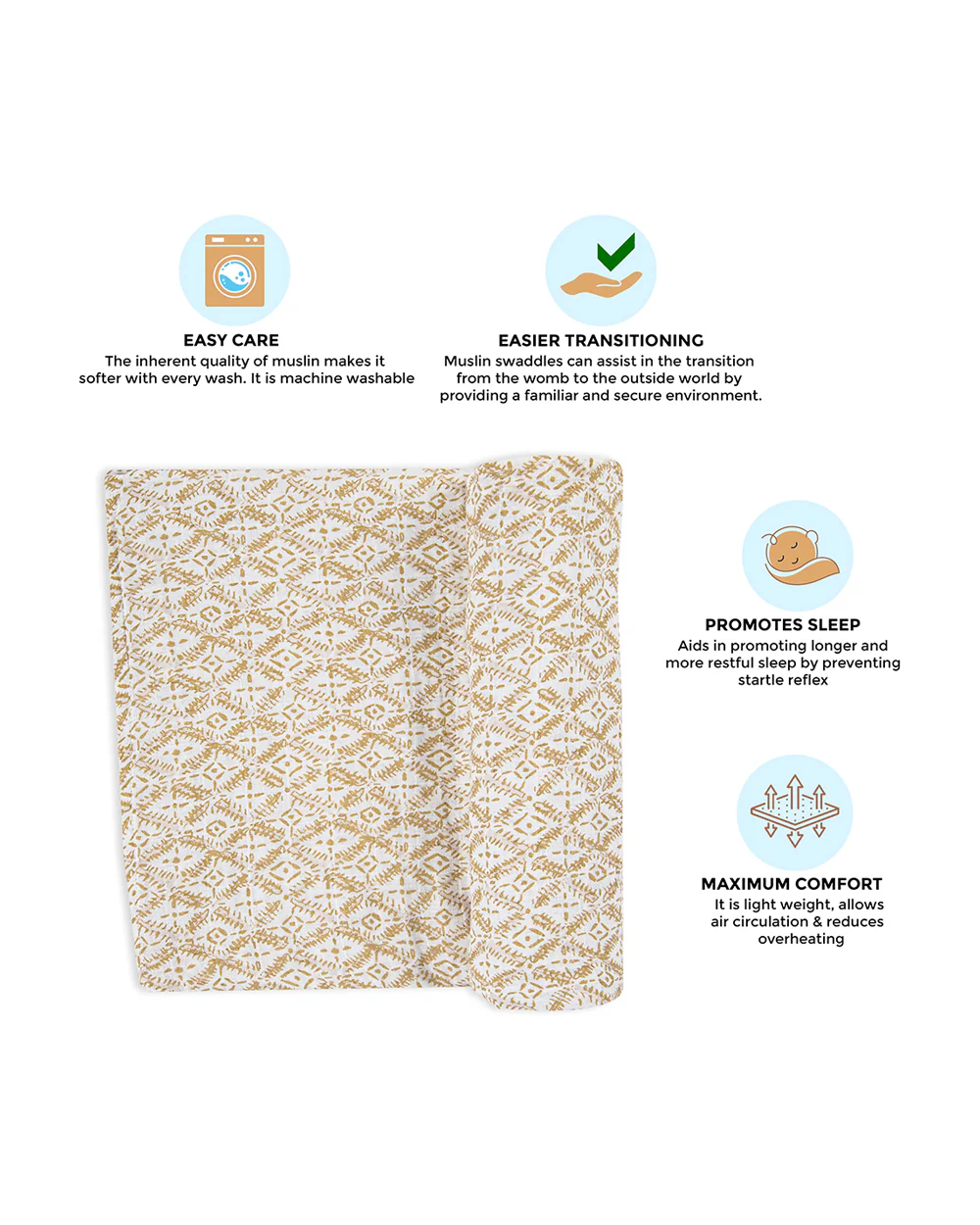 Crane Baby Kendi Swaddles-100% Cotton Muslin-Kendi Diamond-Pack of 1-Infant Wraps - Image 4