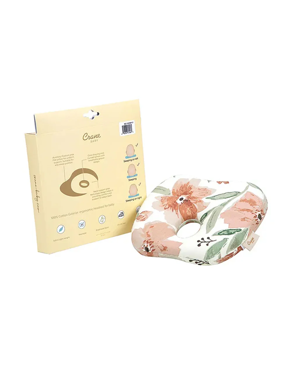 Crane Baby Memory Foam Pillow-Prevents Flat Head Syndrome-Eases Neck Tension of Baby-Parker Floral-For Infants - Image 6