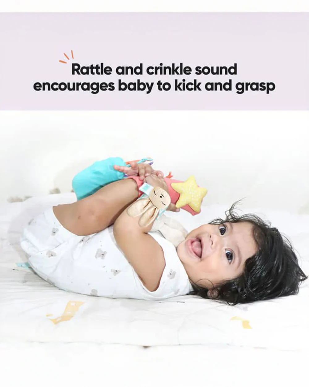 Curious Cub Foot Finder & Wrist Rattle Toy-Encourages Movement & Body Awareness-For Newborn - Image 4
