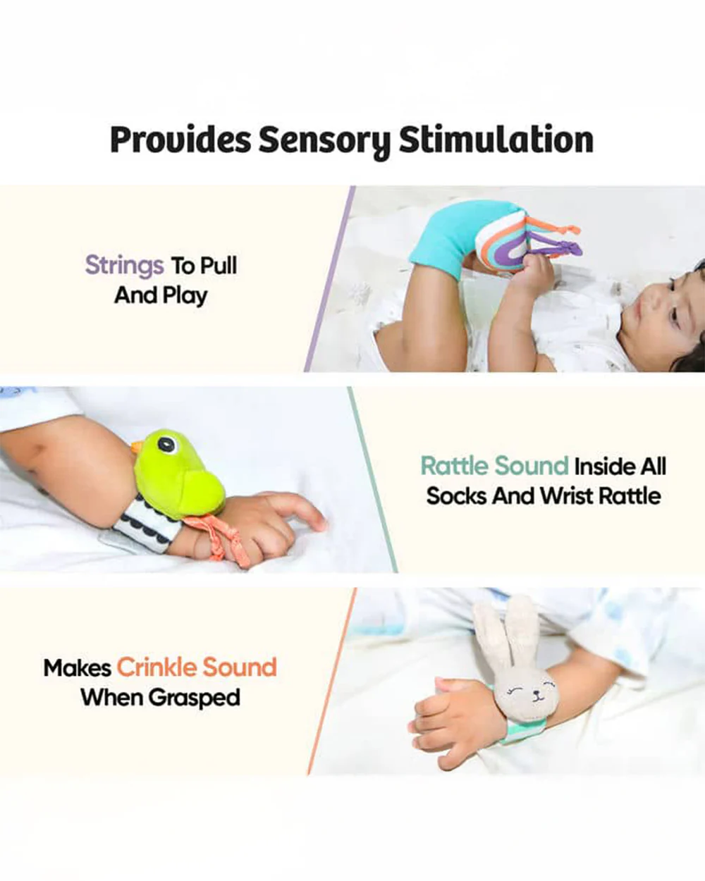 Curious Cub Foot Finder & Wrist Rattle Toy-Encourages Movement & Body Awareness-For Newborn - Image 5