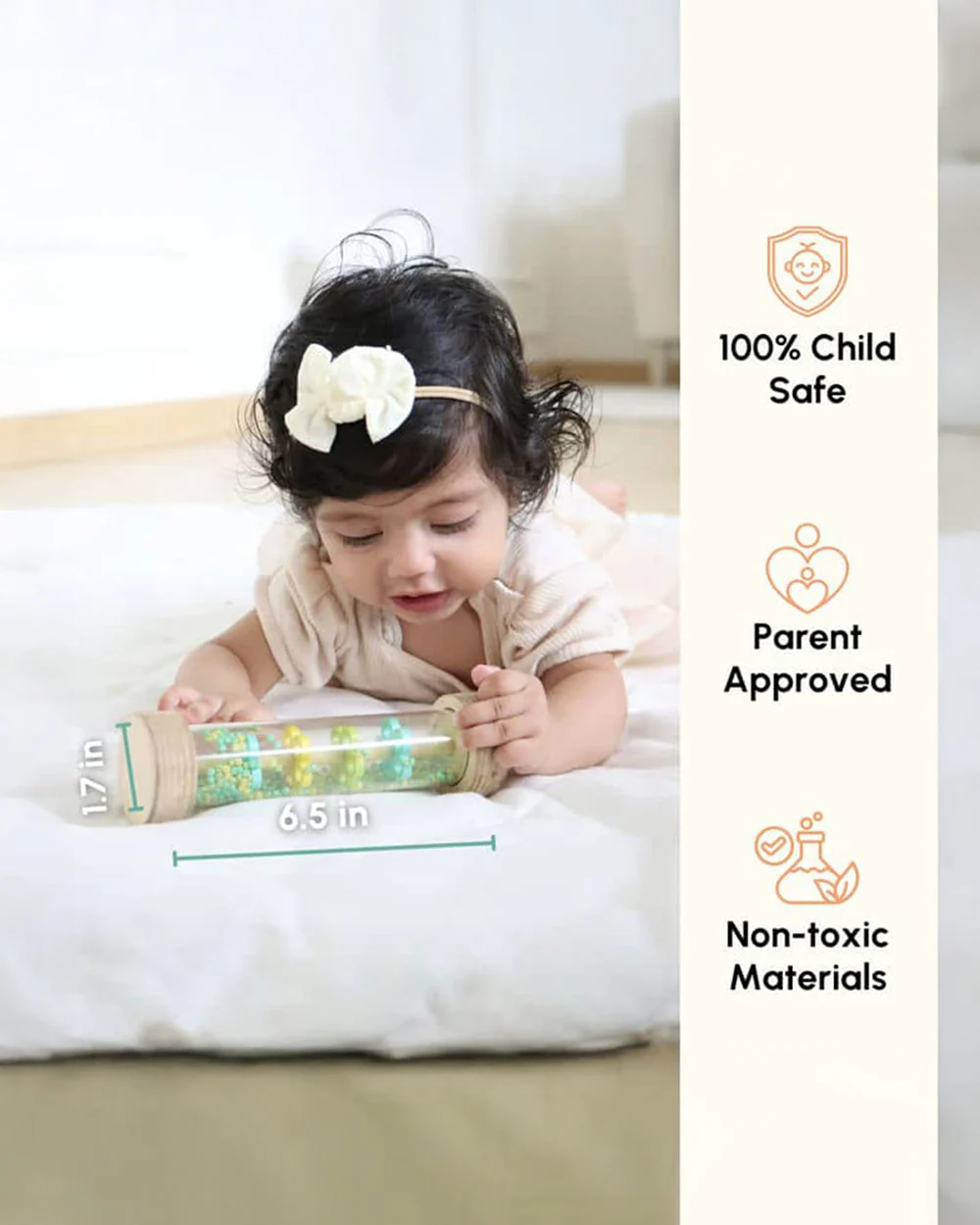 Curious Cub Rainmaker Rattle Toy-Easy to Grasp-For Infants - Image 5