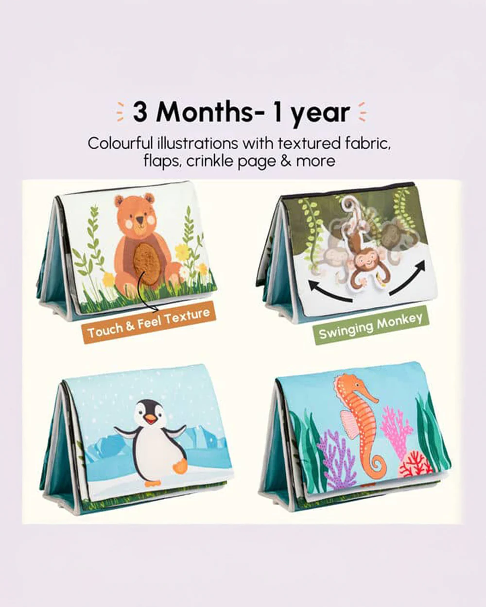Curious Cub Tummy Time Book-Includes Baby Safe Mirror-Encourage Tummy Time-Learning & Educational Toys-0 to 12M - Image 4