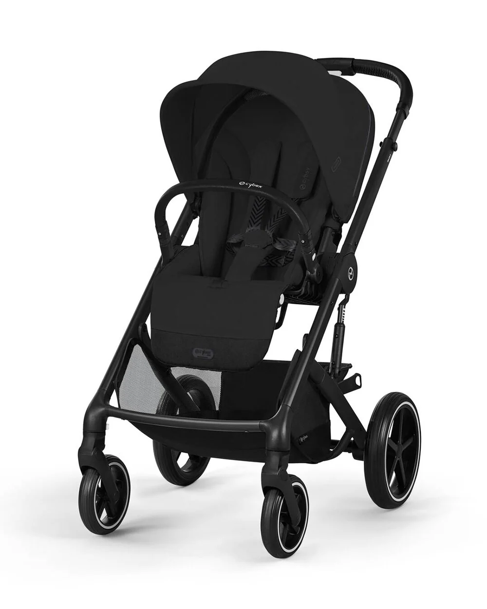 Cybex Balios S Lux Stroller-With Advanced Suspension-Height Adjustable Parent Handle Bar-Reversible & Flat Reclining Seat-One Hand Fold-2 Years Warranty-For 0 to 4Y (Upto 22 Kg)-Black Frame & Moon Black Seat