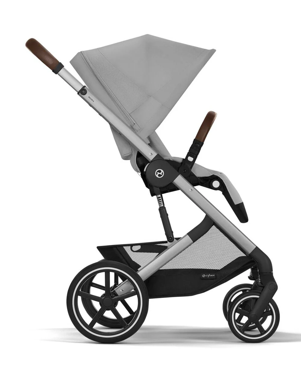 Cybex Balios S Lux Stroller-With Advanced Suspension-Height Adjustable Parent Handle Bar-Reversible & Flat Reclining Seat-One Hand Fold-2 Years Warranty-For 0 to 4Y (Upto 22 Kg)-Silver Frame & Stone Grey Seat - Image 8