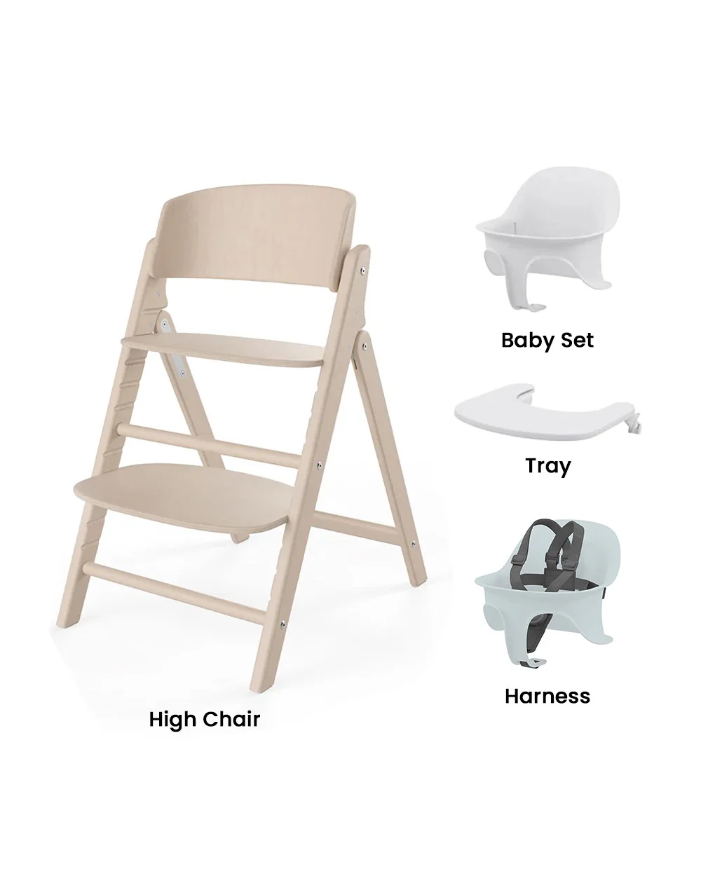 Cybex Click & Fold 3 in 1 High Chair-With Harness, Baby Set & Tray-2 Years Warranty-For 6M to 99Y (Upto 120 Kg)-All Natural Light - Image 2