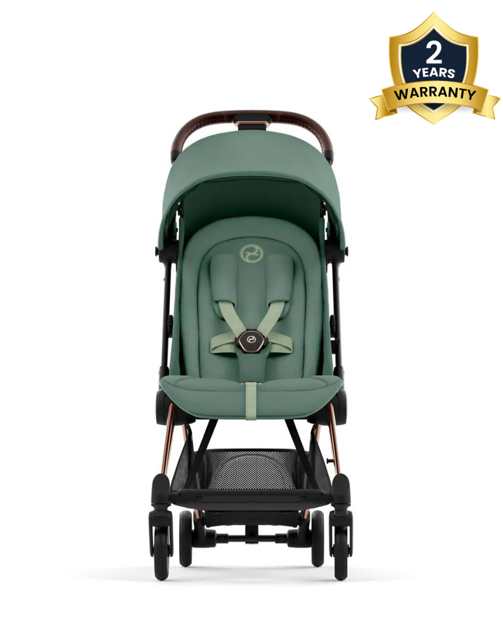 Cybex Coya Cabin Friendly Stroller & Cloud T i-Size Plus Car Seat Travel System-Includes Adapters-Rose Gold Frame & Leaf Green - Image 2