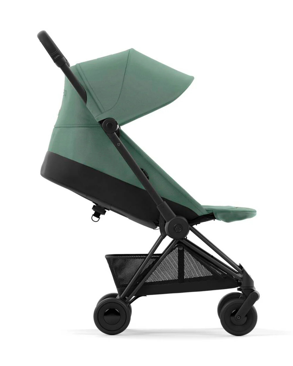 Cybex Coya Cabin Friendly Stroller-Ultra Compact One Hand Fold-Near Flat Reclining Seat-Car Seat Compatible-2 Years Warranty-For 0 to 4Y (Upto 22 Kg)-Matt Black Frame & Leaf Green Seat - Image 10