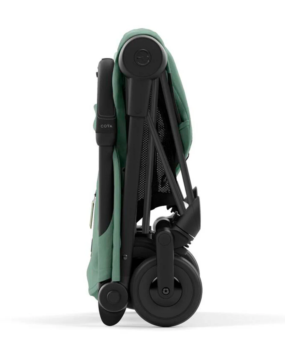 Cybex Coya Cabin Friendly Stroller-Ultra Compact One Hand Fold-Near Flat Reclining Seat-Car Seat Compatible-2 Years Warranty-For 0 to 4Y (Upto 22 Kg)-Matt Black Frame & Leaf Green Seat - Image 12