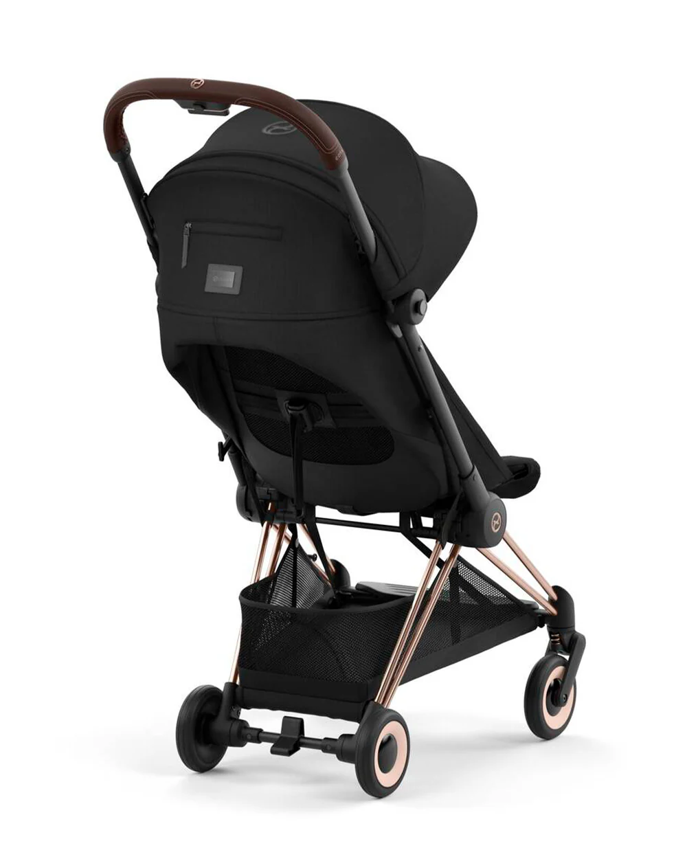 Cybex Coya Cabin Friendly Stroller-Ultra Compact One Hand Fold-Near Flat Reclining Seat-Car Seat Compatible-2 Years Warranty-For 0 to 4Y (Upto 22 Kg)-Rosegold Frame & Sepia Black Seat - Image 13