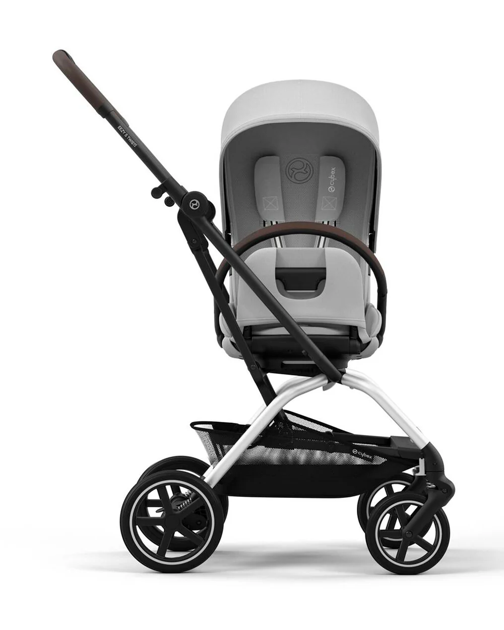 Cybex Eezy S Twist +2 Lightweight Stroller-360 Degree Rotatable Seat-One Hand Fold-Flat Reclining Seat-Travel System Compatible-2 Years Warranty-For 0 to 4Y (Upto 22 Kg)-Silver Frame & Fog Grey Seat - Image 7