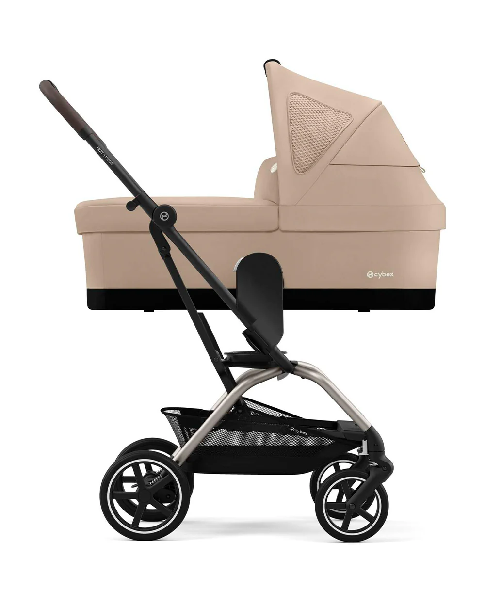 Cybex Eezy S Twist +2 Lightweight Stroller-360 Degree Rotatable Seat-One Hand Fold-Flat Reclining Seat-Travel System Compatible-2 Years Warranty-For 0 to 4Y (Upto 22 Kg)-Taupe Frame & Almond Beige Seat - Image 9