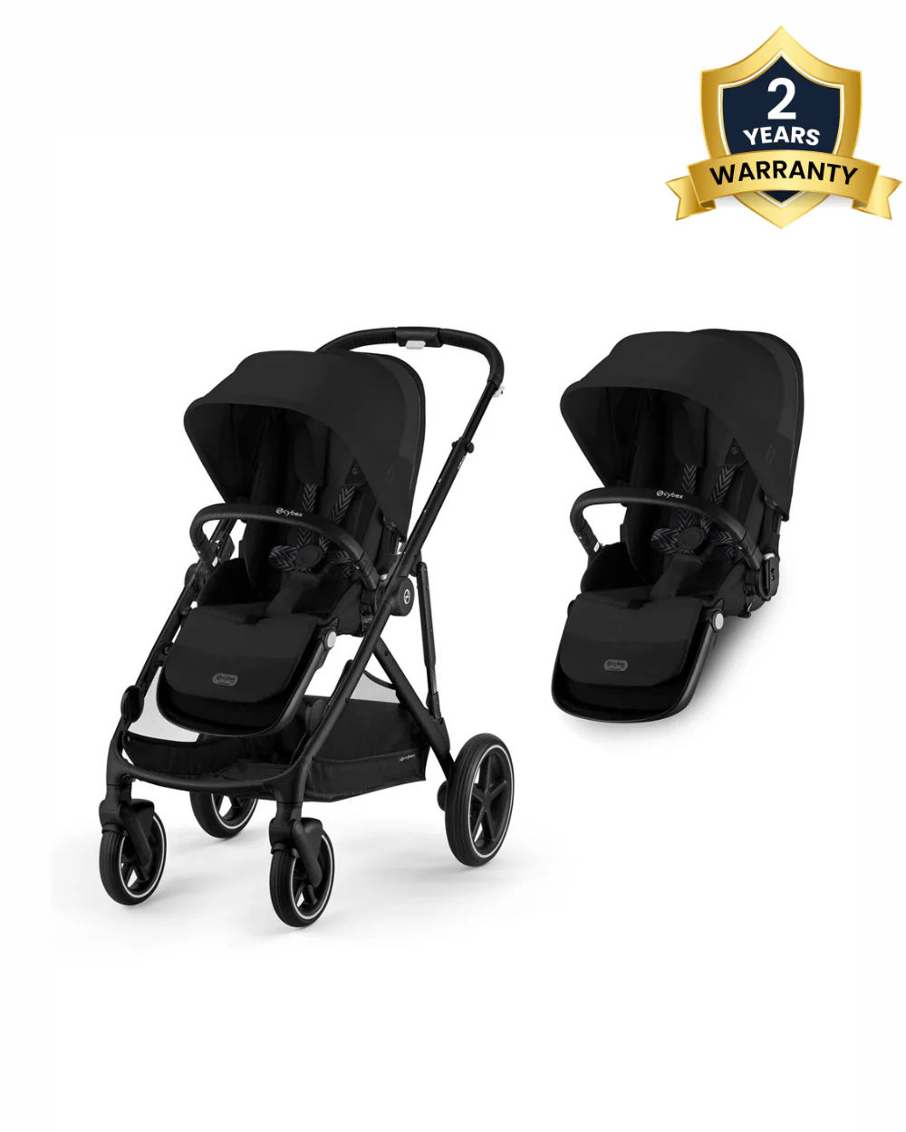 Cybex Gazelle S Double Stroller-With Free Extra Storage Basket-2 Years Warranty-For 0M to 4Y (Upto 22 Kg)-Black Frame & Moon Black - Image 2