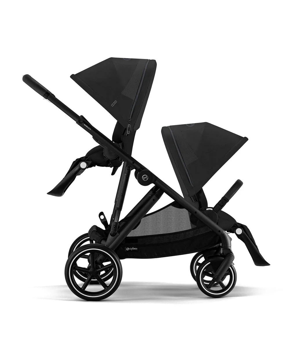 Cybex Gazelle S Double Stroller-With Free Extra Storage Basket-2 Years Warranty-For 0M to 4Y (Upto 22 Kg)-Black Frame & Moon Black - Image 9