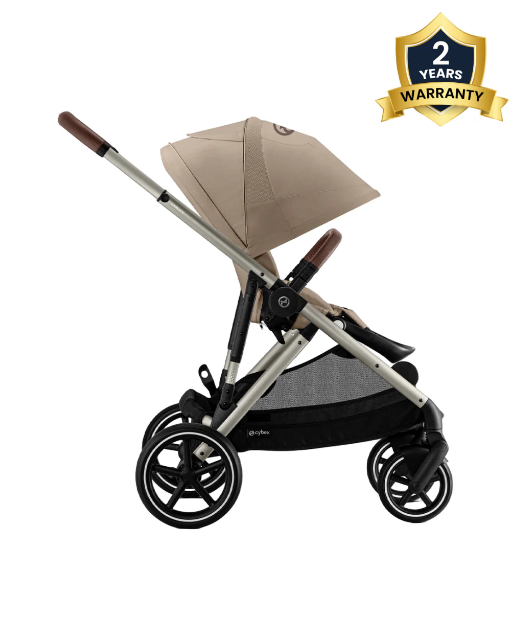 Cybex Gazelle S Stroller & Gazelle S Carry Cot Travel System-Taupe Frame & Moon Black Seat - Image 2