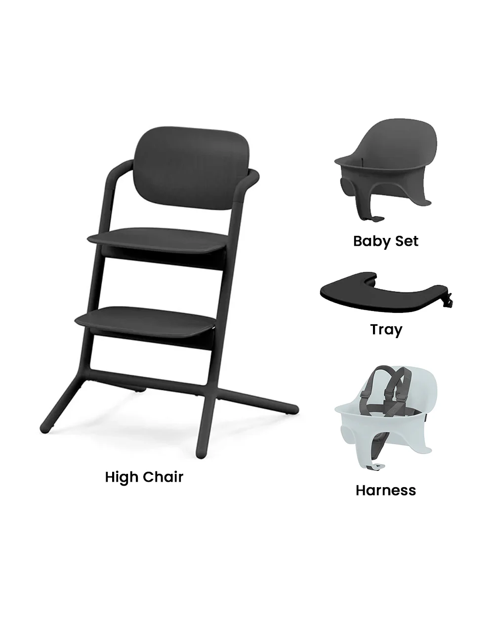 Cybex Lemo 3 in 1 High Chair-With Harness, Baby Set & Tray-2 Years Warranty-For 6M to 99Y (Upto 120 Kg)-Stunning Black - Image 2