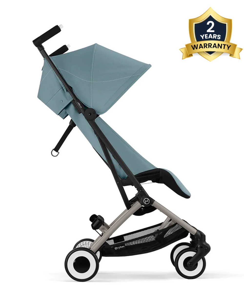 Cybex Libelle Cabin Friendly Stroller-Near Flat Reclining Seat-Car Seat Compatible-2 Years Warranty-For 6M to 4Y (Upto 22 Kg)-Taupe Frame & Stormy Blue Seat - Image 2