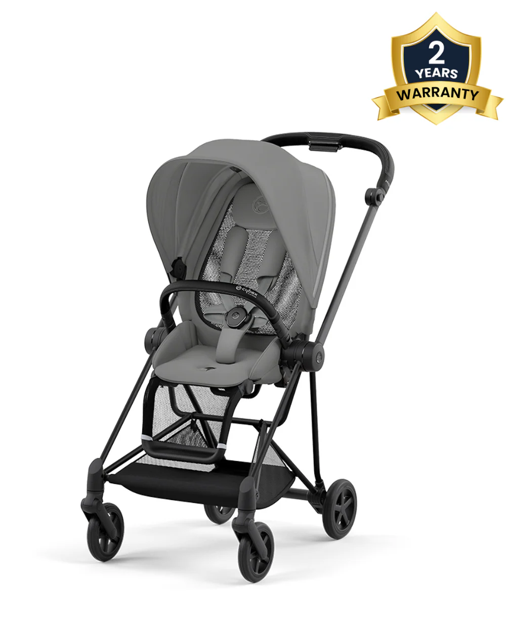 Cybex Mios Lightweight Stroller-Height Adjustable Parent Handle Bar-Reversible & Flat Reclining Seat-One Hand Fold-Travel System Compatible-2 Years Warranty-For 0 to 4Y (Upto 22 Kg)-Matt Black Frame & Mirage Grey - Image 2