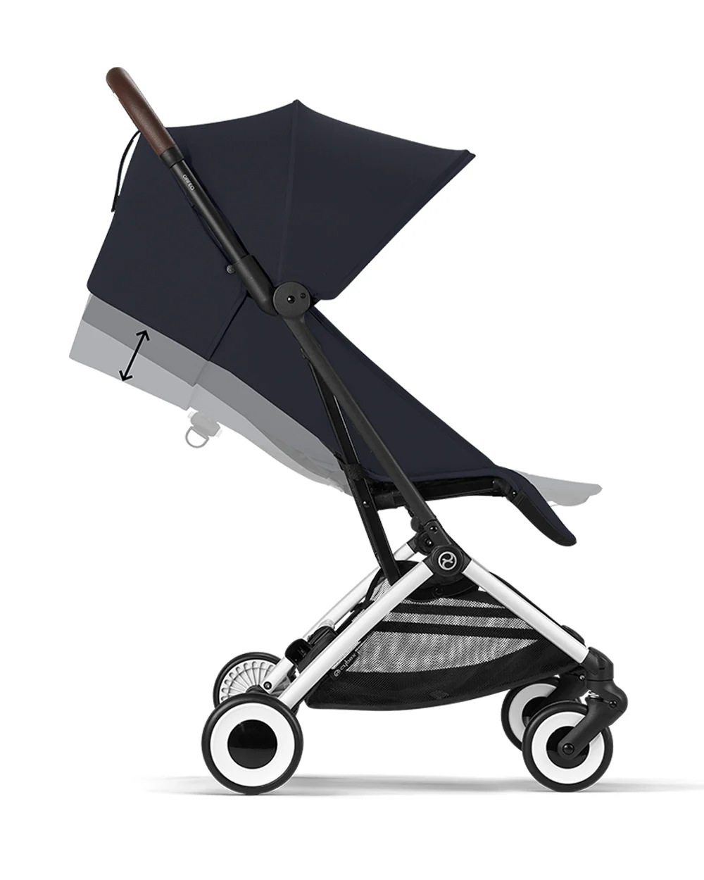Cybex Orfeo Cabin Friendly Stroller-One Hand Fold-Flat Reclining Seat-Car Seat Compatible-2 Years Warranty-For 0 to 4Y (Upto 22 Kg)-Silver Frame & Dark Blue Seat - Image 12
