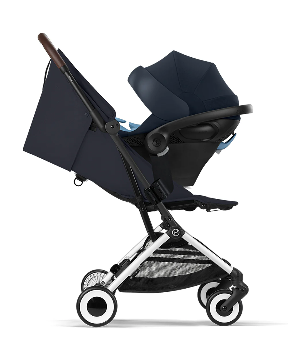 Cybex Orfeo Cabin Friendly Stroller-One Hand Fold-Flat Reclining Seat-Car Seat Compatible-2 Years Warranty-For 0 to 4Y (Upto 22 Kg)-Silver Frame & Dark Blue Seat - Image 13