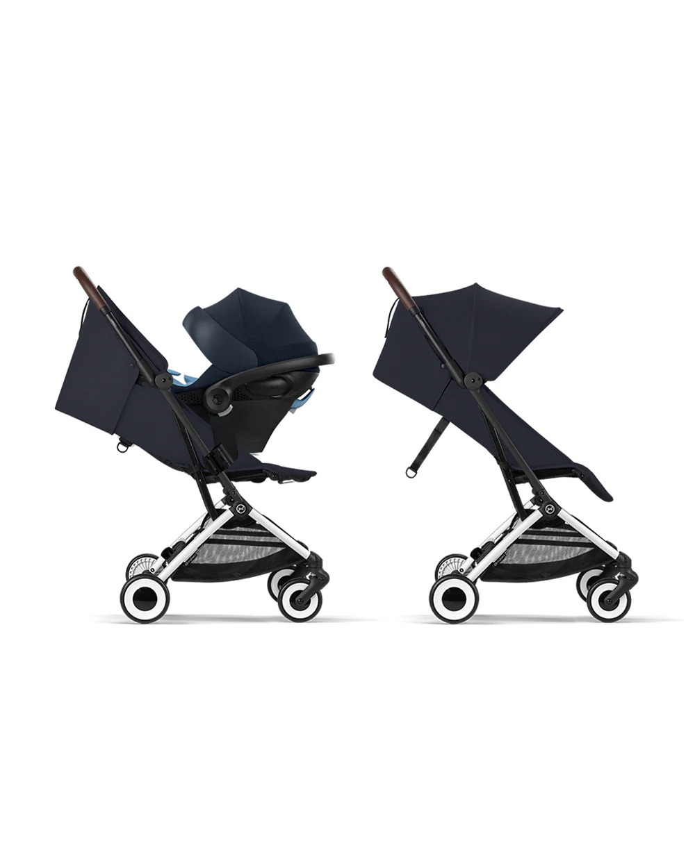 Cybex Orfeo Cabin Friendly Stroller-One Hand Fold-Flat Reclining Seat-Car Seat Compatible-2 Years Warranty-For 0 to 4Y (Upto 22 Kg)-Silver Frame & Dark Blue Seat - Image 14