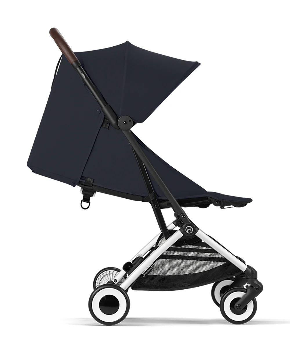 Cybex Orfeo Cabin Friendly Stroller-One Hand Fold-Flat Reclining Seat-Car Seat Compatible-2 Years Warranty-For 0 to 4Y (Upto 22 Kg)-Silver Frame & Dark Blue Seat - Image 6