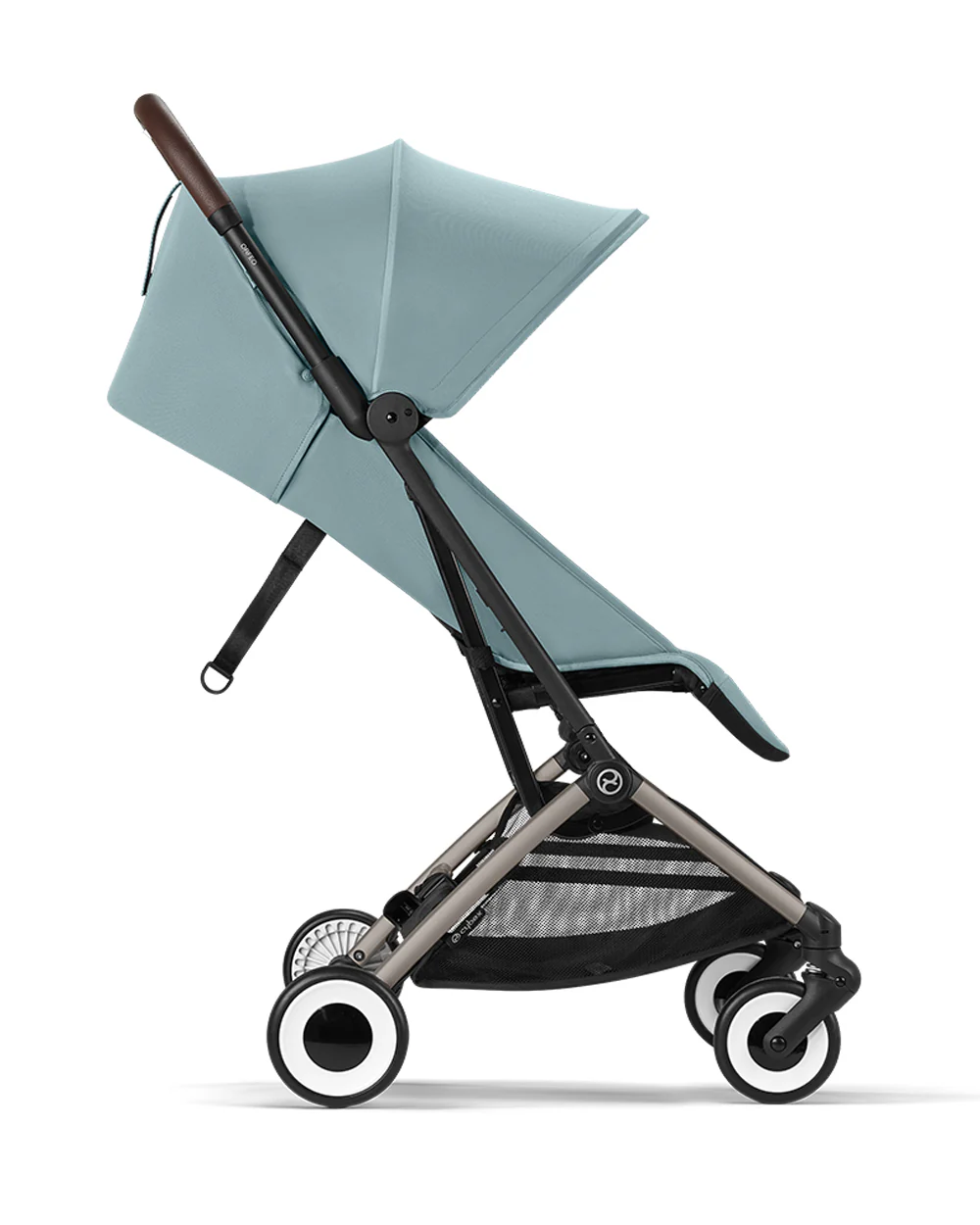 Cybex Orfeo Cabin Friendly Stroller-One Hand Fold-Flat Reclining Seat-Car Seat Compatible-2 Years Warranty-For 0 to 4Y (Upto 22 Kg)-Taupe Frame & Stormy Blue Seat - Image 9