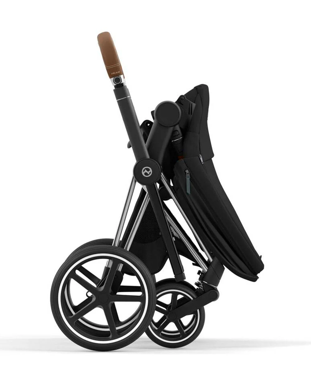 Cybex Priam Stroller & Priam Lux Carry Cot Travel System-Includes Adapters-Chrome Brown Frame & Sepia Black - Image 10