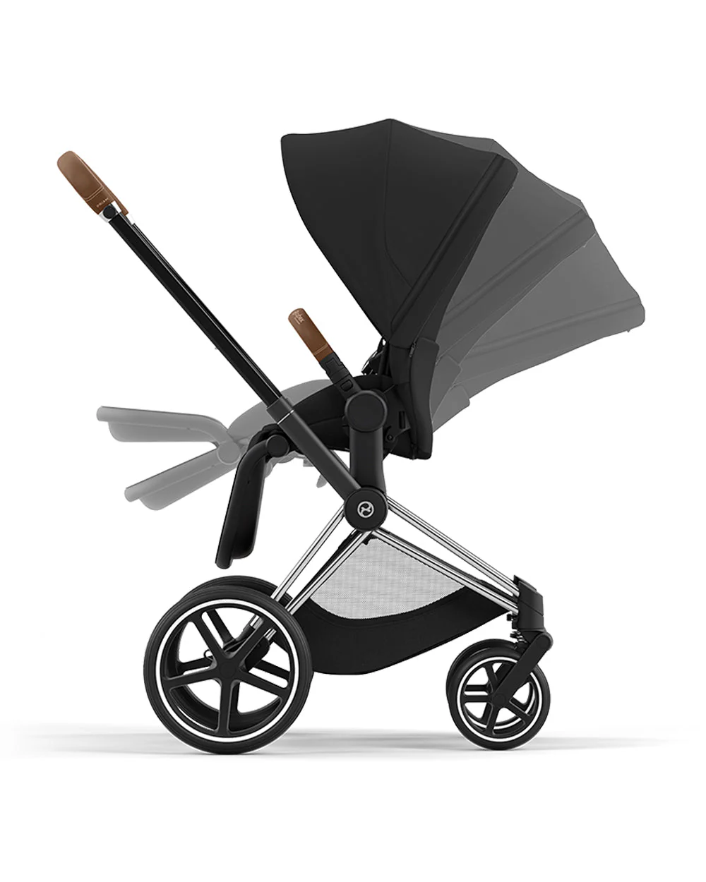 Cybex Priam Stroller & Priam Lux Carry Cot Travel System-Includes Adapters-Chrome Brown Frame & Sepia Black - Image 13