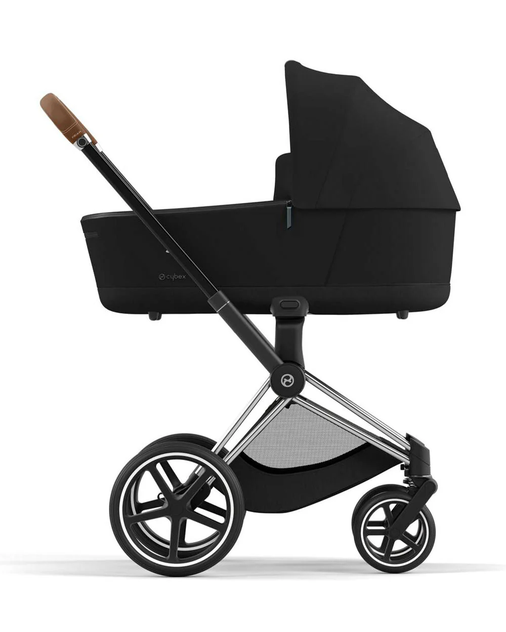 Cybex Priam Stroller & Priam Lux Carry Cot Travel System-Includes Adapters-Chrome Brown Frame & Sepia Black - Image 8