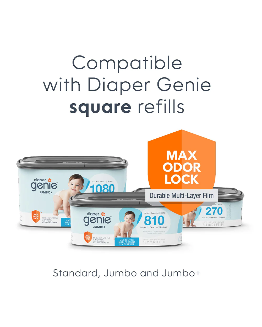 Diaper Genie Select Diaper Pail-Comes with Square Starter Refills-Stainless Steel-Holds upto 40 newborn diapers-Push N Lock clamp to prevent odour-Foot pedal for easy one-handed operation-White - Image 6