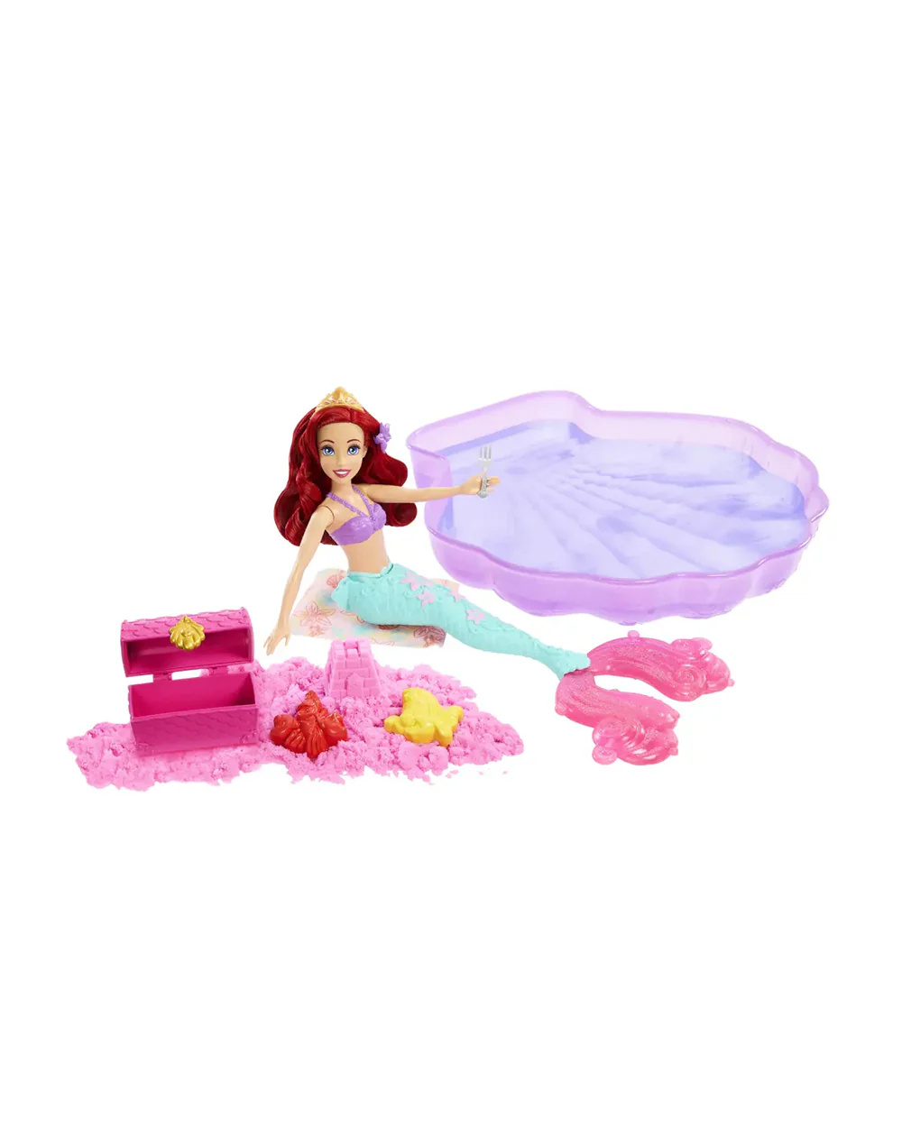 Disney Princess Ariel Mermaid Doll & Pool Set-Includes Moldable Sand, 3 Sand Molds, Beach Towel & 5 Accessories-Improves Role Play-Doll & Doll Houses-12M+ - Image 3