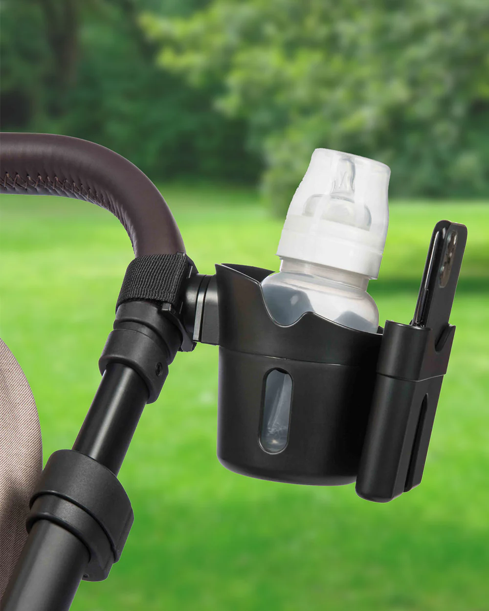 Dooky 2 in 1 Cup & Phone Holder-Clips Onto Stroller Handle Bars-Black - Image 8