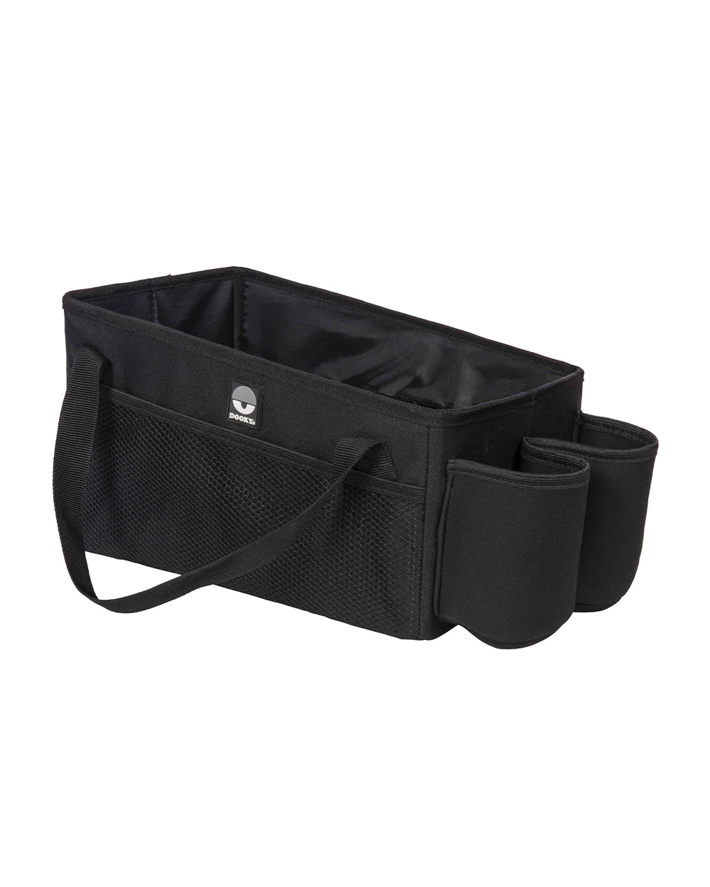 Dooky Back Seat Basket-Easy To Attach With Car Seat Belt-With Two Carry Handles & Multiple Storage Compartments-Black