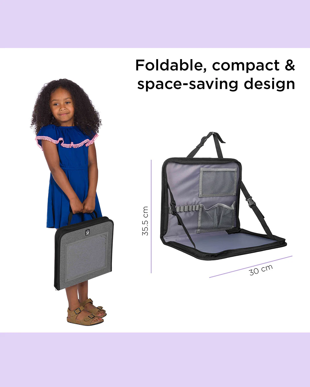 Dooky Backseat Travel Tray-Easy To Attach To The Headrest-Foldable & Compact-Intergrated Table With Adjustable Angle & Raised Edge-Black - Image 5