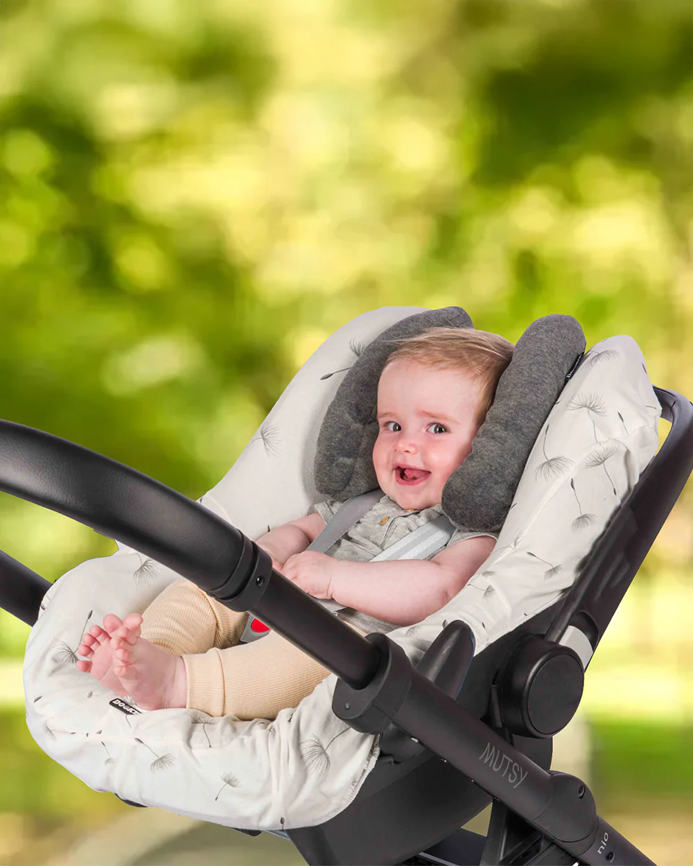 Dooky Head Support Pillow-Suitable For Strollers & Car Seats-With Adjustable Velcro Strap-For Better Head & Neck Support During Travel-For 0 to 5 Years-Grey - Image 6