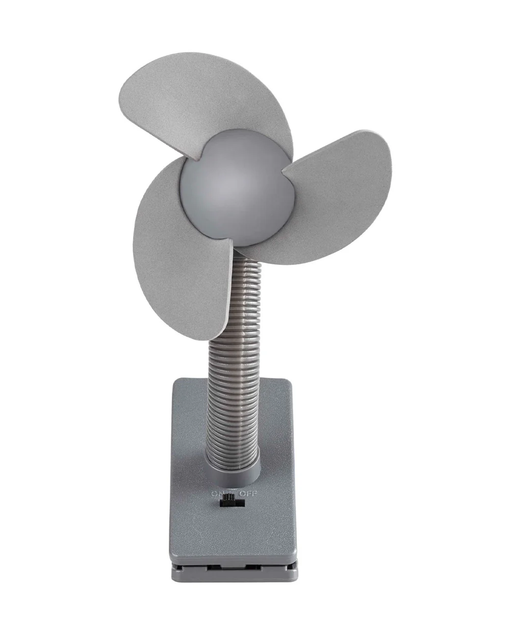 Dooky Stroller Fan Soft Foam-100% Baby Safe Soft Foam Fins-Clips Onto Stroller Bumper Bar-Flexible Neck-Requires Battery-Grey