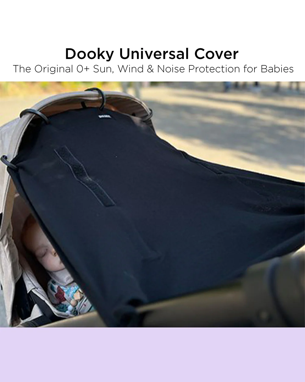 Dooky Universal Cover-Fits Easy On Any Stroller, Infant Car seat & Carry Cot-Breathable Oekotex Certified Cotton-UPF50+ Protection-Black - Image 2