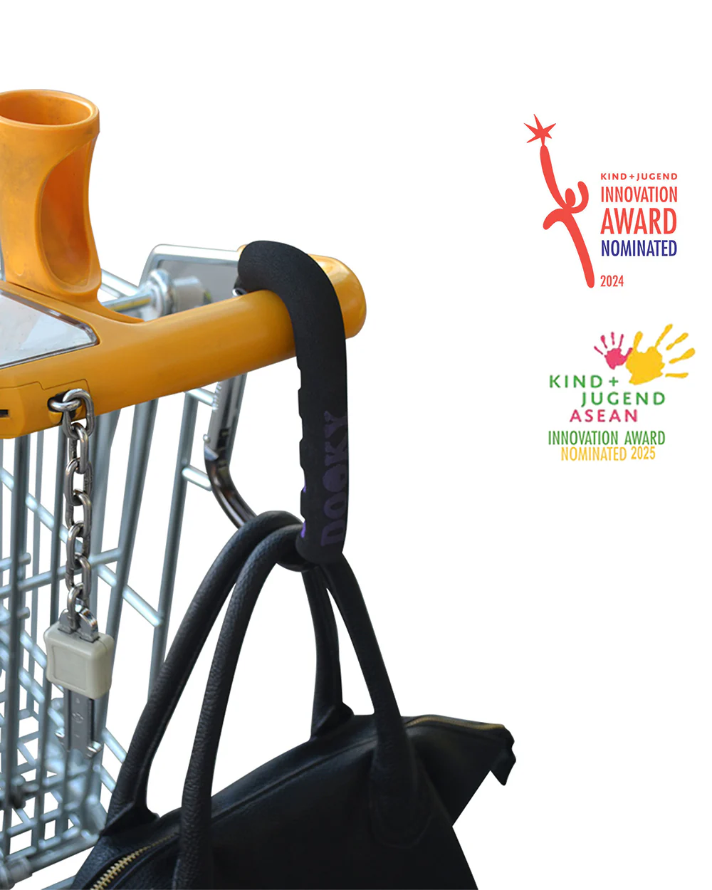 Dooky Universal Hook-Clips Onto Stroller Handle Bars & Shopping Carts-Strong & Robust-Black - Image 5