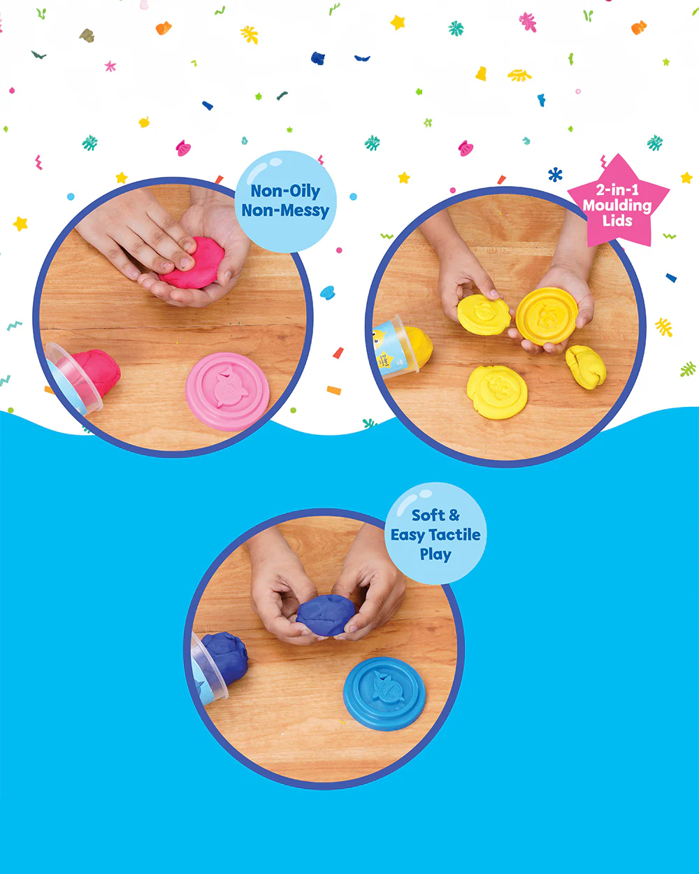 Dough Magic Baby Shark Dough Tubs Pack Of 6-Art & Craft Kit-18M+ - Image 3