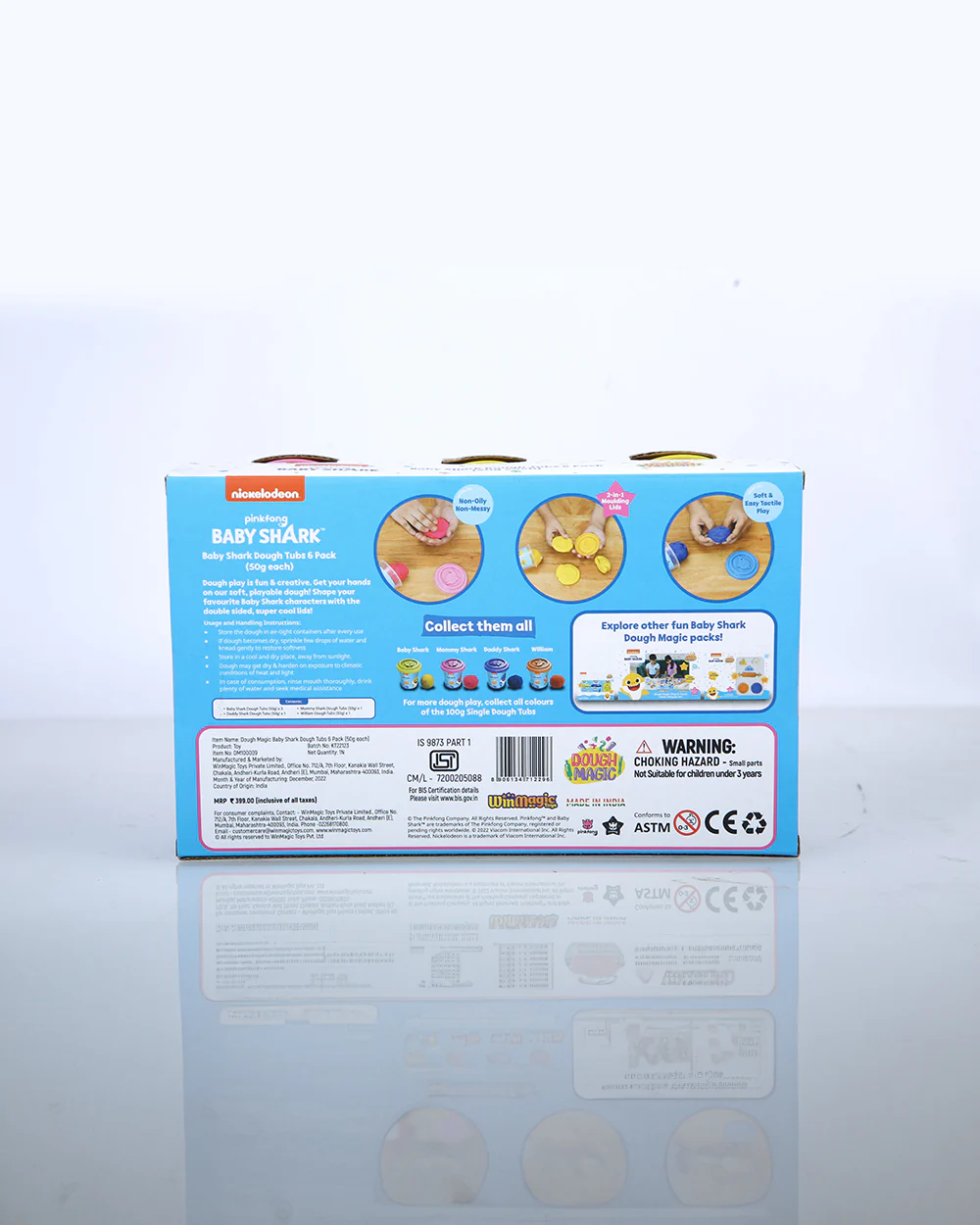 Dough Magic Baby Shark Dough Tubs Pack Of 6-Art & Craft Kit-18M+ - Image 7