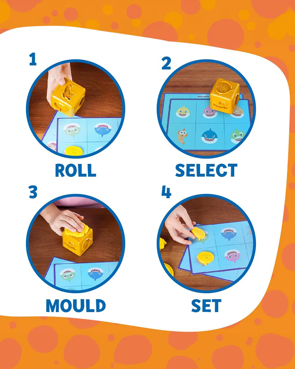 Dough Magic Baby Shark Roll N’ Match Cube Activity Set-Art & Craft Kit-18M+ - Image 5