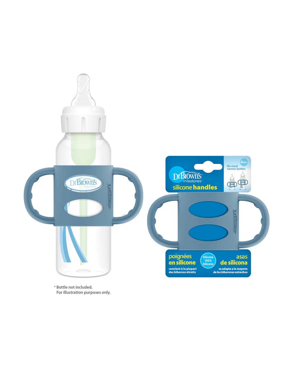 Dr. Brown's 100% Silicone Handles-For Narrow Feeding Bottles-BPA Free-Blue