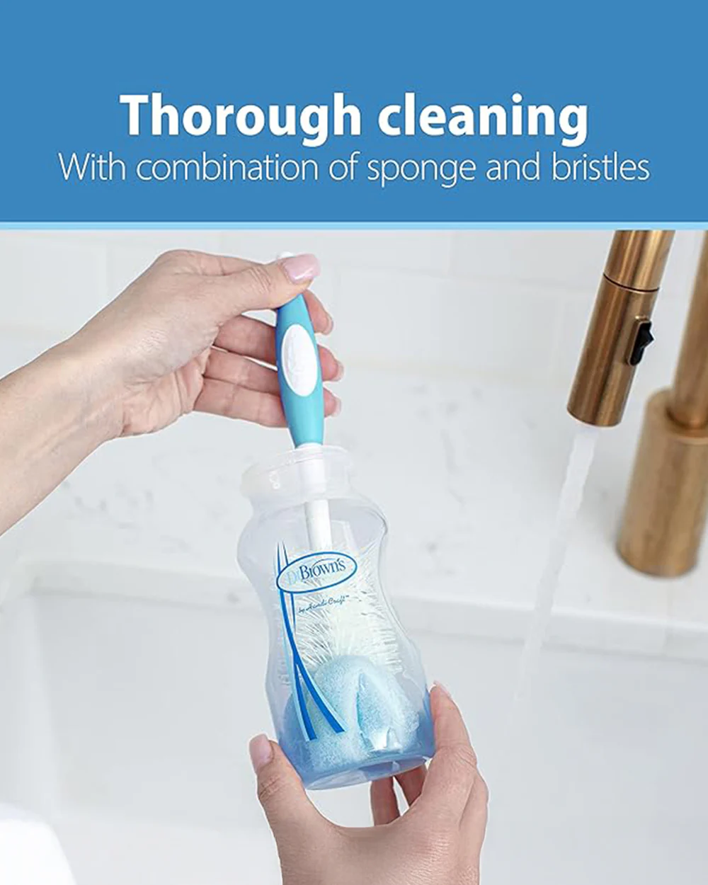 Dr. Brown's Bottle & Nipple Cleaning Brush-Anti Slip Handle-Blue - Image 3