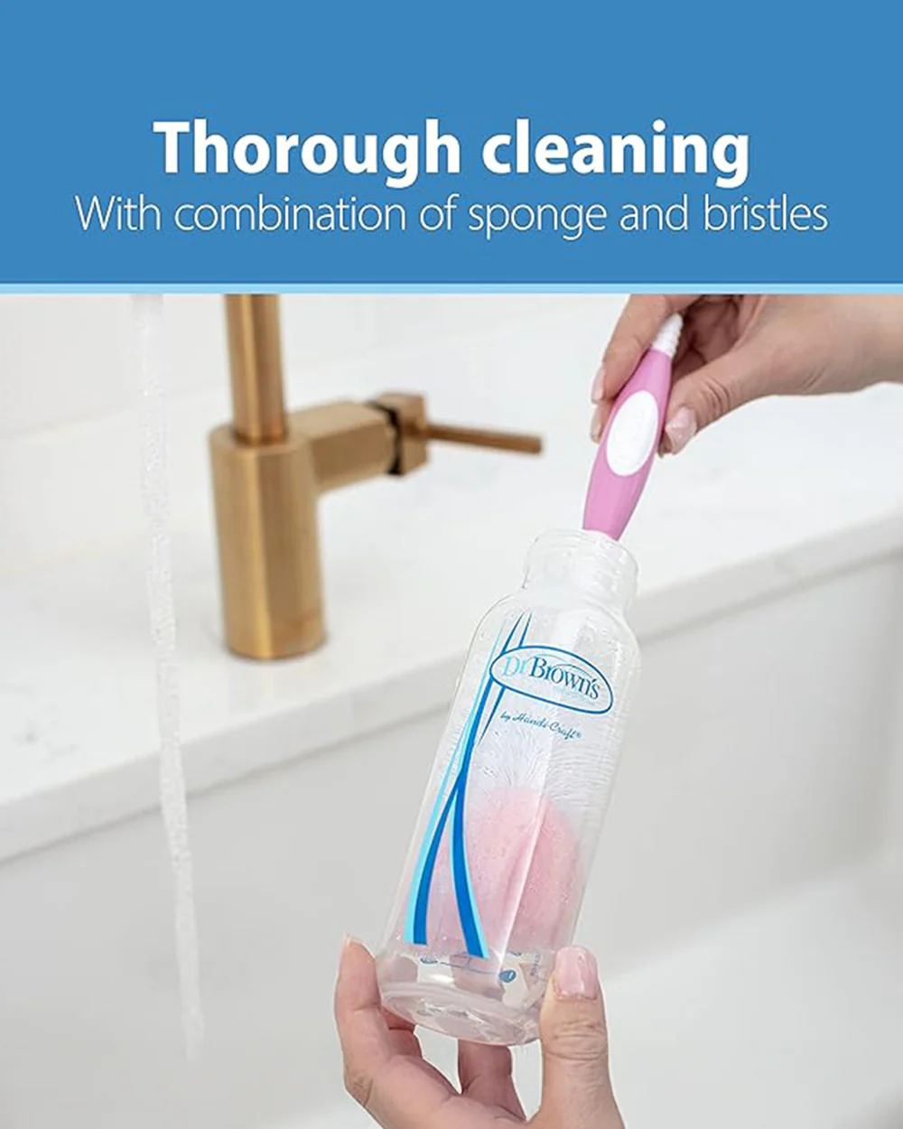 Dr. Brown's Bottle & Nipple Cleaning Brush-Anti Slip Handle-Pink - Image 3