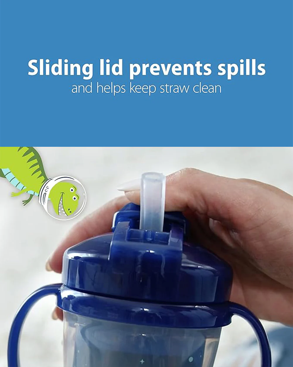 Dr. Brown's Insulated Straw Cup-Twin Handle-Blue-300 ml - Image 3