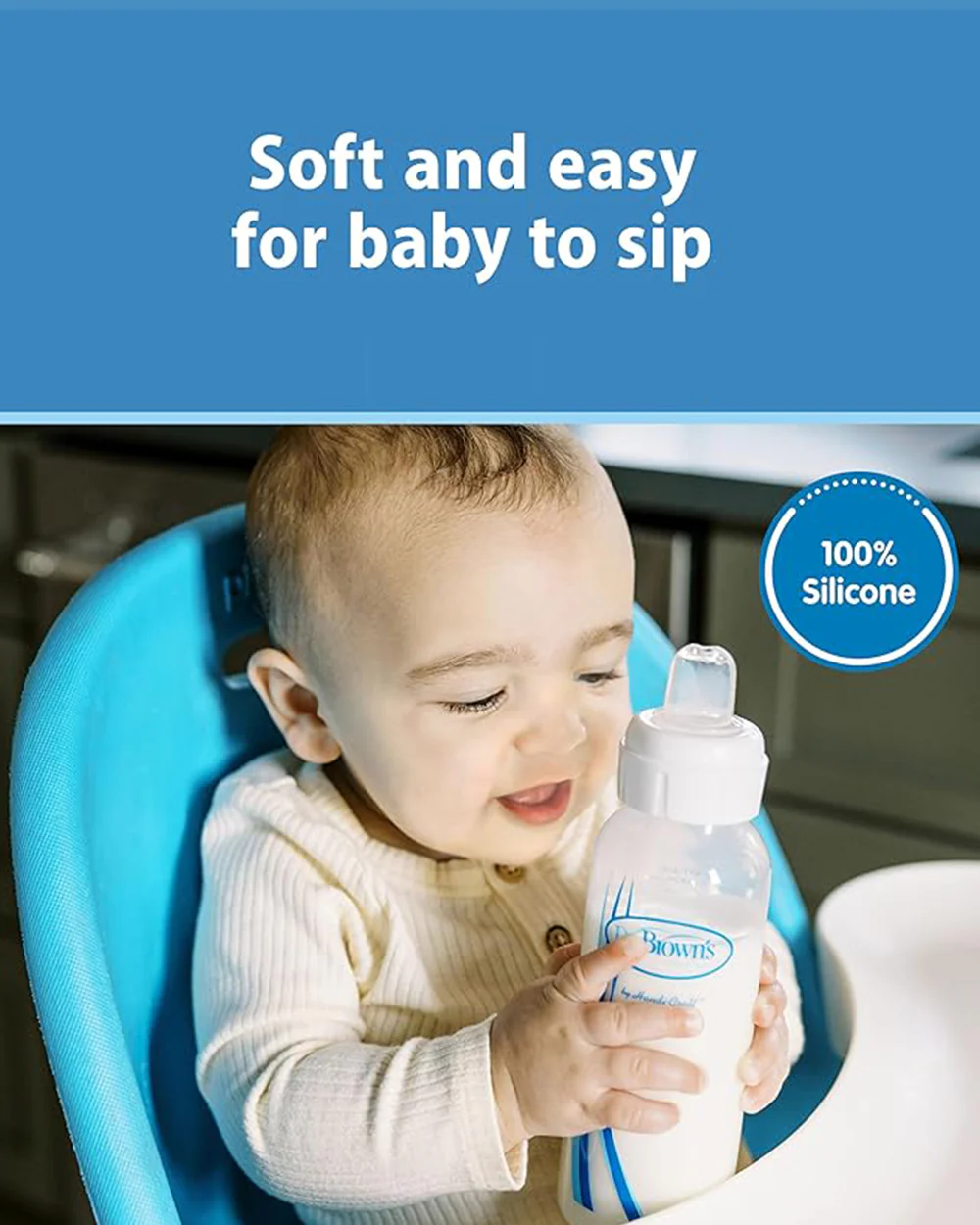 Dr. Brown's Narrow Nipple For Sippy Spout Bottle-Anti Colic Effect-100% Silicone-Pack of 2-Feeding Bottle Teat - Image 4