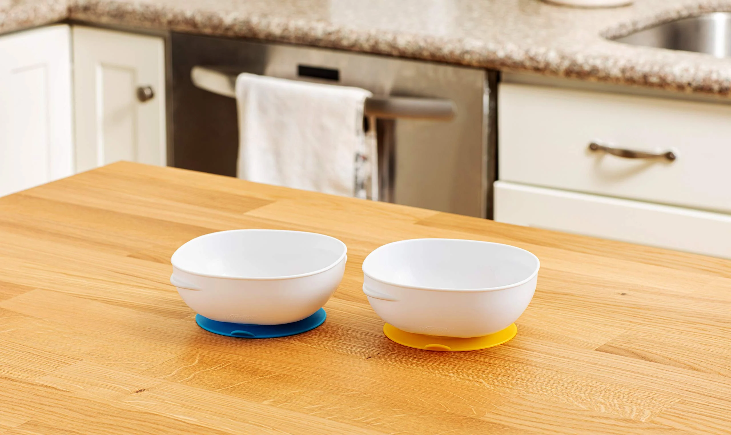 Dr. Brown's No Slip Bowl-With Suction Base-Pack of 2-Blue & Yellow-For Feeding Infants - Image 2