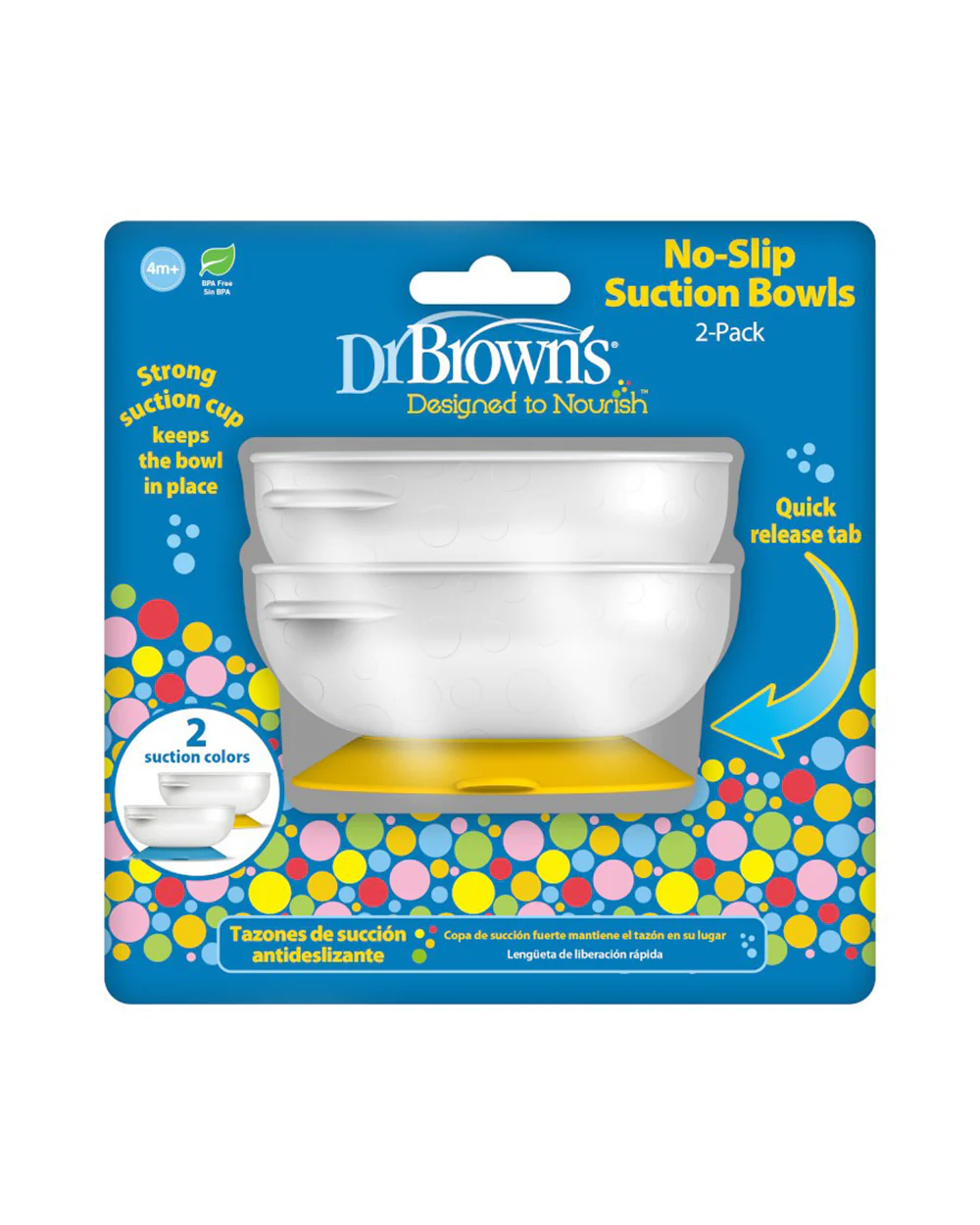 Dr. Brown's No Slip Bowl-With Suction Base-Pack of 2-Blue & Yellow-For Feeding Infants - Image 8