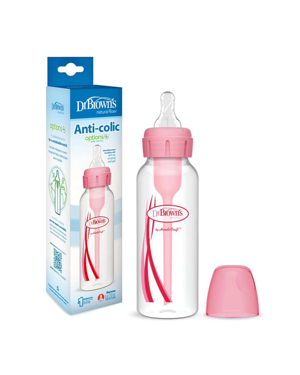 Dr. Brown's Options+ Narrow Neck Feeding Bottle-Anti Colic-250 ml-Pink-0 to 3M - Image 7