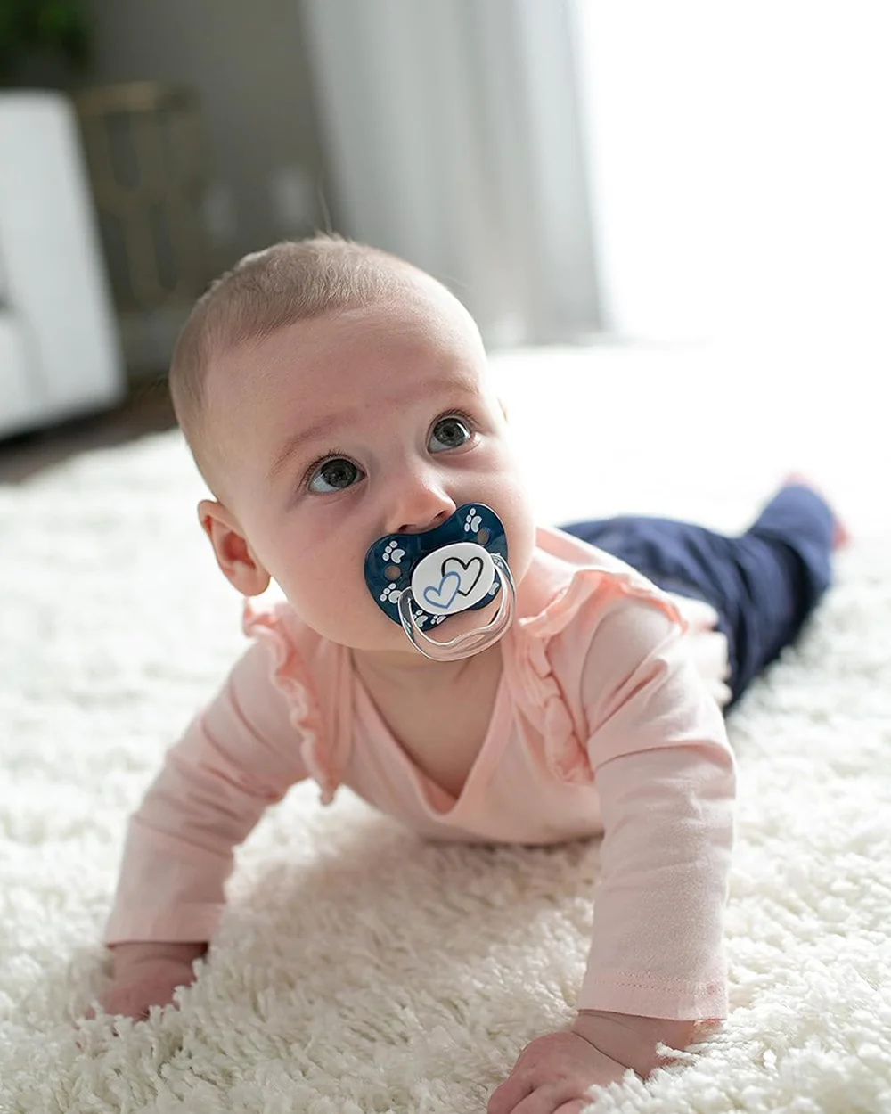 Dr. Brown's Prevent Shield Soother-Suction Free Air Channel-Stage 2-Orthodontic-6 to 12M-Pack of 2-Blue & Grey-Pacifier - Image 4